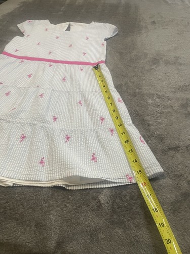 Crown & Ivy Kids Dress Girls Size 16 Blue White Striped Seersucker Flamingo Embr - Picture 9 of 13