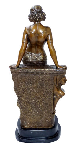 Große Art Deco Bronzeskulptur - Ägypterin - signiert Milo - Marmorsockel - Bild 4 von 8