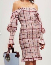 GANNI DRESS SILK BLEND SMOCKED SIZE 40 / BNWT