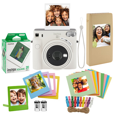 FUJIFILM Instax Square SQ1 Instant Camera, 20 Square Film, (Chalk White)