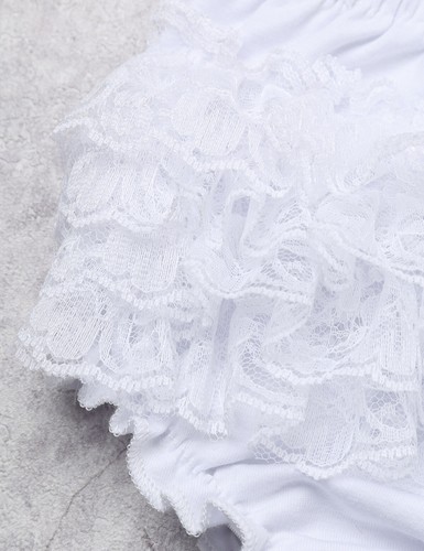 Baby Girls Ruffled Diaper Cover Bloomers Frilly Lace Knicker with Headdress Set - Imagen 11 de 67