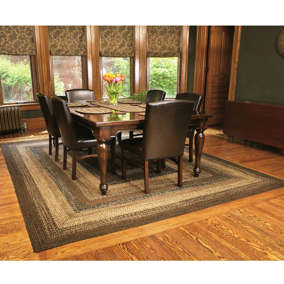 Cappuccino Braided Area Rug By IHF Rugs. Oval & Rectangle. Many Sizes. Black/Tan - Image 2 of 4