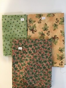 100% Cotton quilting fabric - one 1 5/8 yd, one 1 3/4 yd & one 7/8 yd