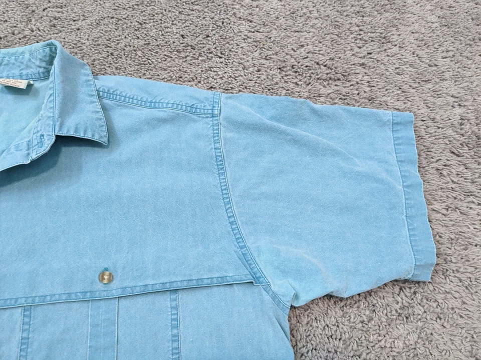 Camisa De Colección Norm Thompson Abotonada Para Hombre Extra Grande Azul-Verde Manga Corta Foto 2 de 4