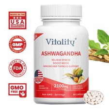 Ashwagandha Capsules - 60 Softgels - 2100mg - Anxiety,Stress,Immune Support