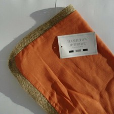NATURAL JUTE / Rope Edged Vibrant Bright ORANGE Colour 17" x 17" Cushion Covers.