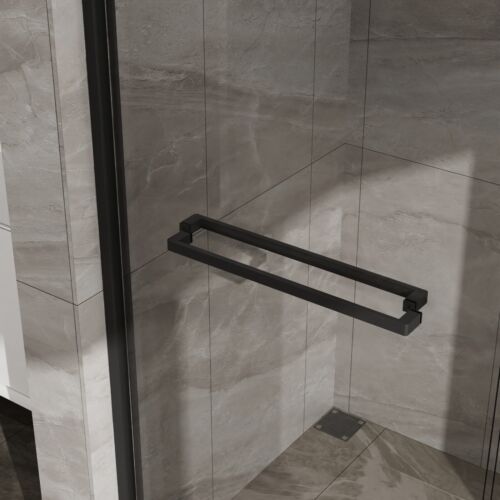 (56-60)x72" Double Sliding Glass Shower Door, Matte Black, 6mm Tempered Glass - Picture 9 of 12