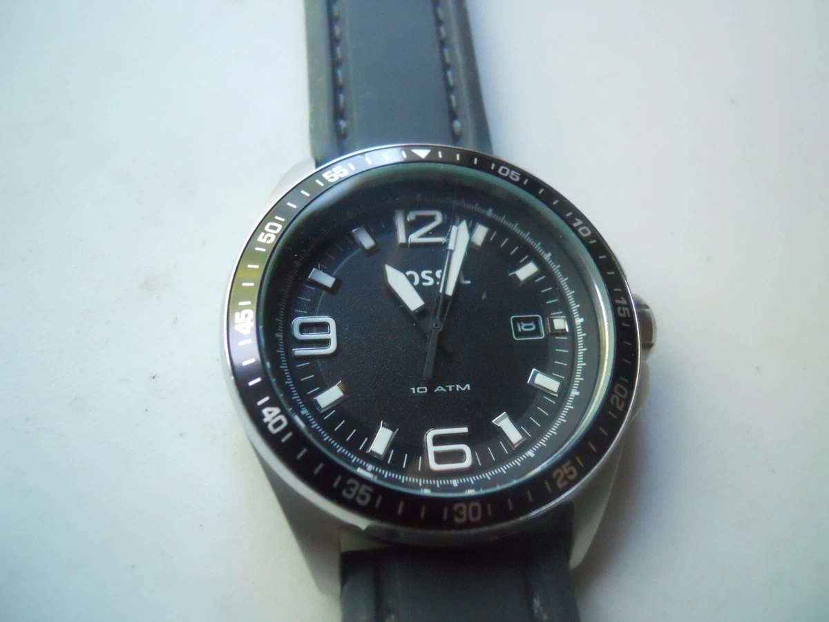 Fossil watch shop black rubber band