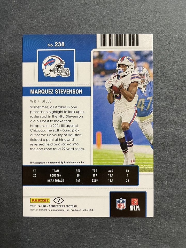 2021 Panini Contenders Marquez Stevenson Wild Card Round Variation RC Auto SSP - Image 2 of 2