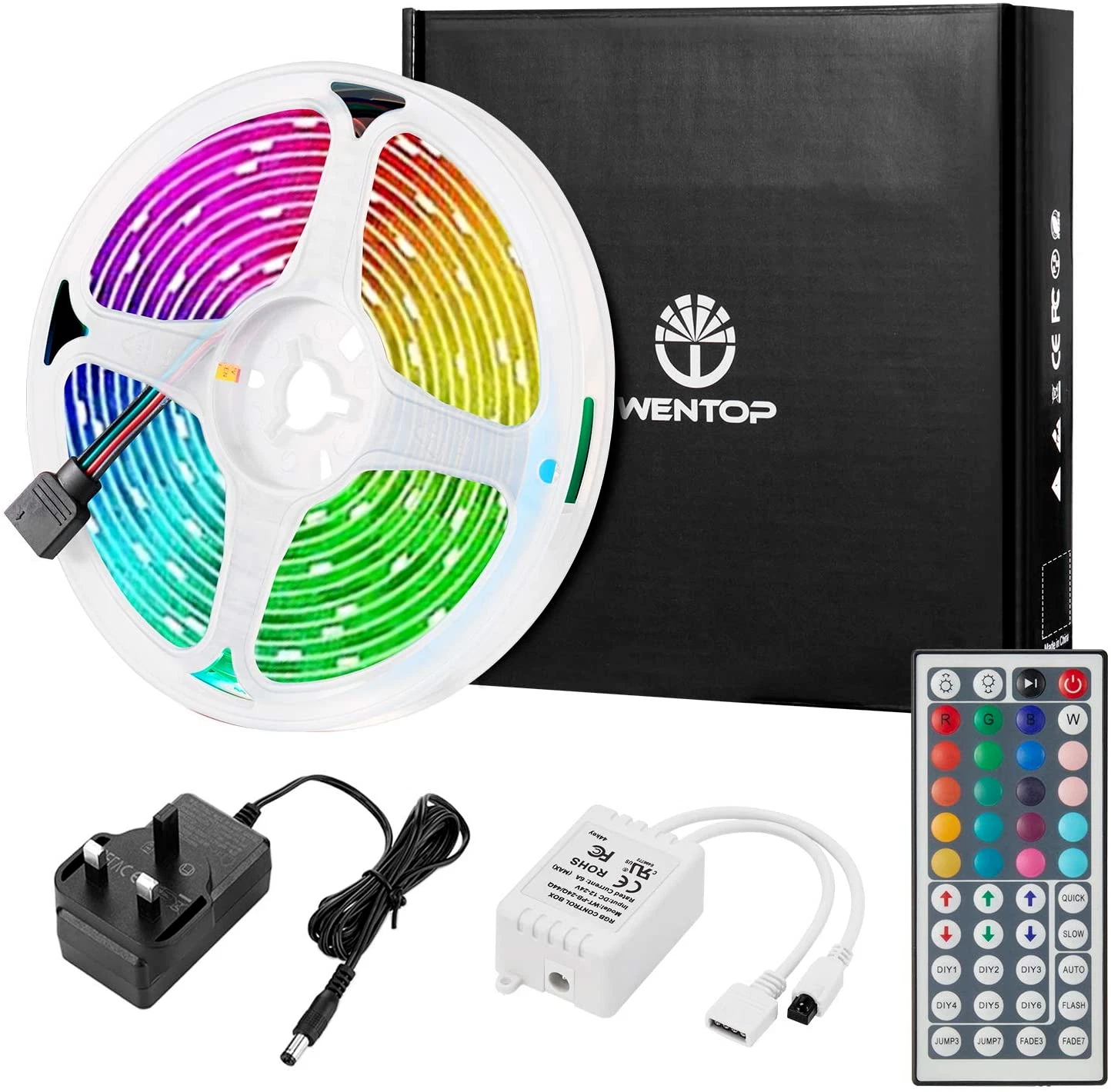 WenTop 10m Ultra-Long RGB Multi-Color LED Strip Lights w/ Remote |Energy Class A