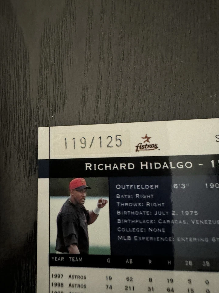 Tarjeta Fleer Premium Star Rubies 2002/125 #SR84 RICHARD HIDALGO Houston Astros Foto 3 de 3