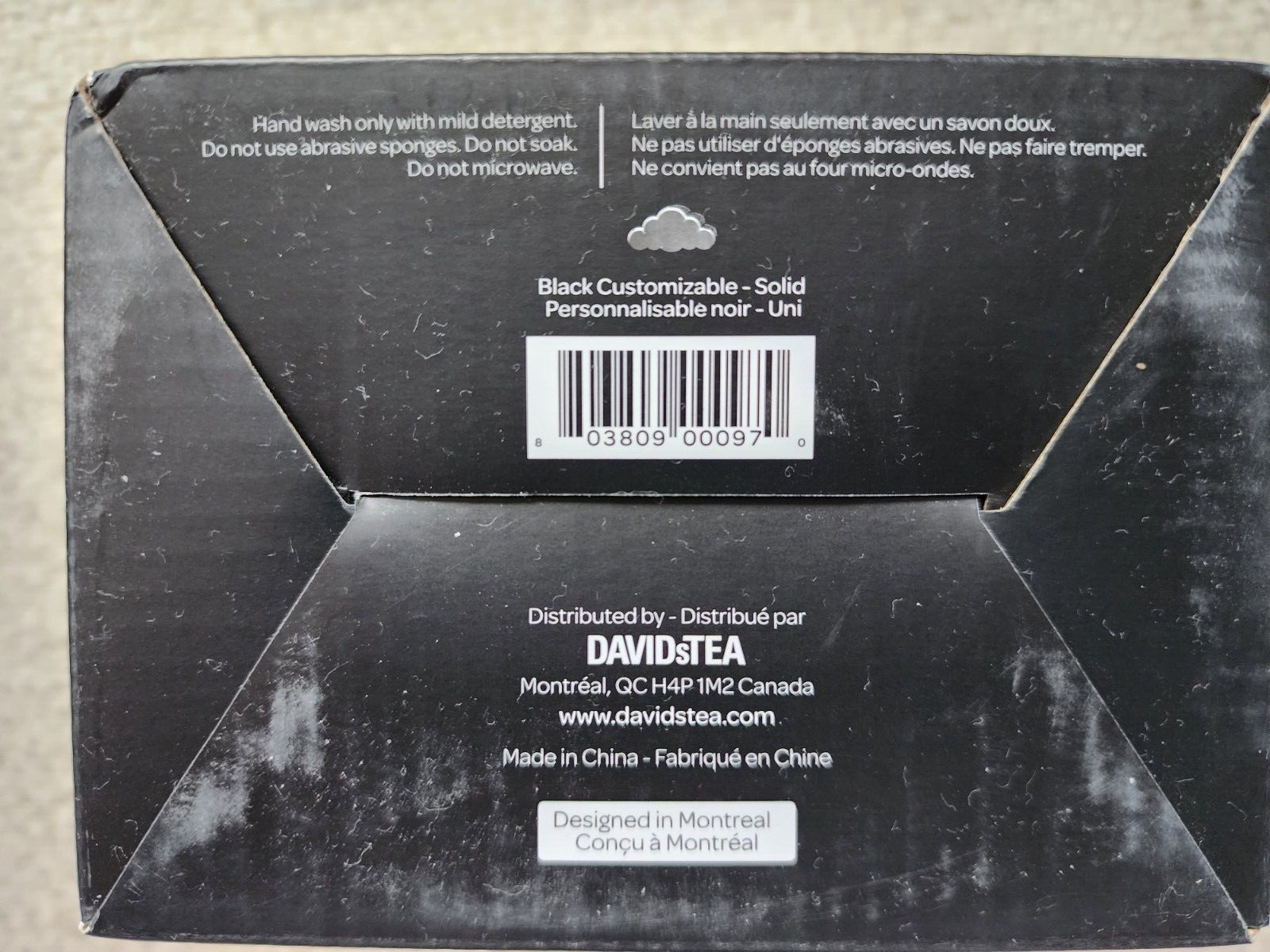 David's Tea 16oz Nordic Tea Mug Infuser Lid Matte BLACK Customizable New Boxed 