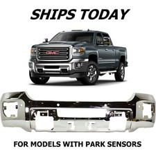 New Chrome Front Bumper For 2015-2019 Sierra 2500 Hd 3500 Hd With Park Sensors