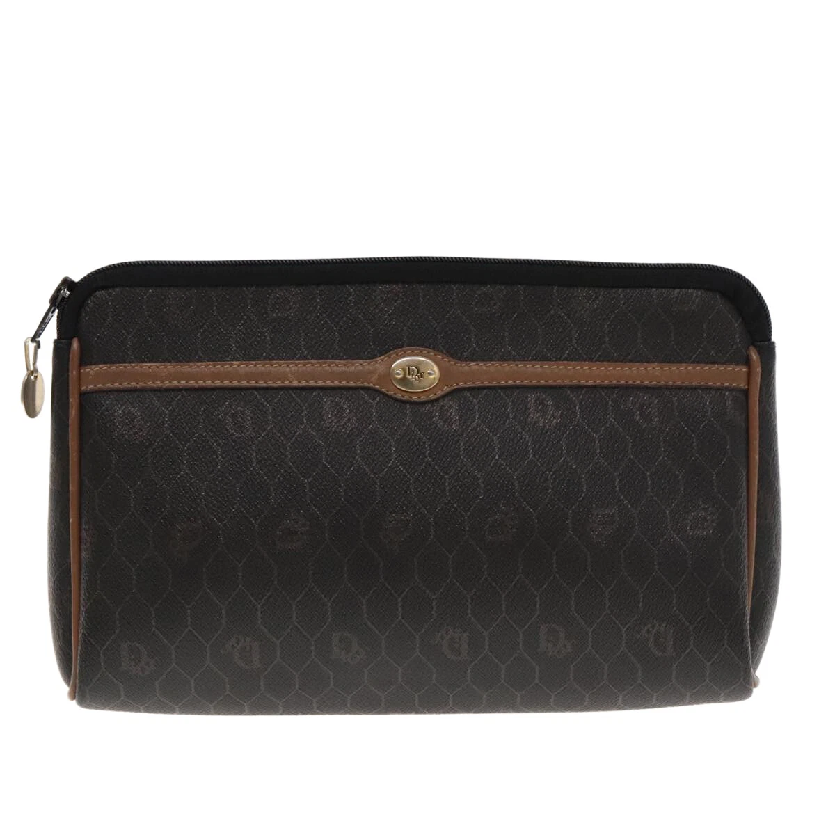 Sac pochette toile noire nid d'abeille Dior authentique
