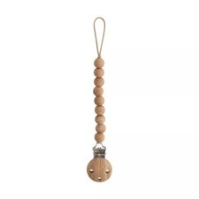 Brand New in Box Mushie Silicone Pacifier Clip, Luna Faux Wood.