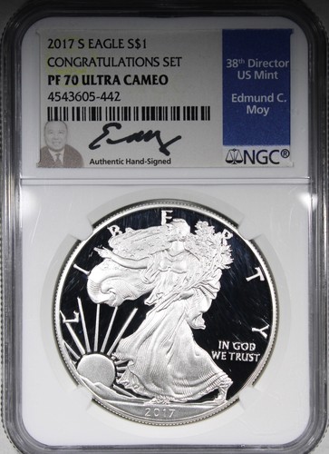 2017-S Proof American Silver Eagle NGC PR70 ULTRA CAMEO Edmund Hoy Signed SPOT