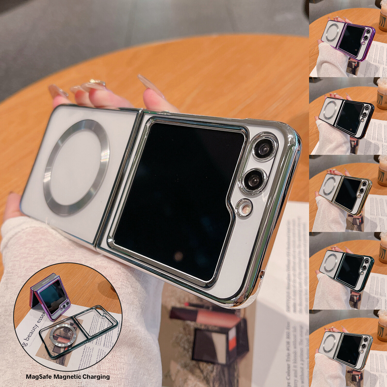 Mag Safe Case for Samsung Galaxy Z Flip 5 4 5 Magnetic Clear Transparent Cover