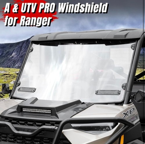 Front Full Windshield for 2017-2024 Polaris Ranger XP 1000 / XP 1000 Crew / Rang - Picture 3 of 3