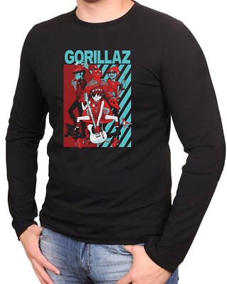 Gorillaz Rock Music Schwarze T-Shirt Langarmshirts  -1001 -LA