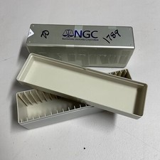 Caja de almacenamiento de 20 ranuras de plástico gris metálico gris losa de monedas con clasificación NGC gris