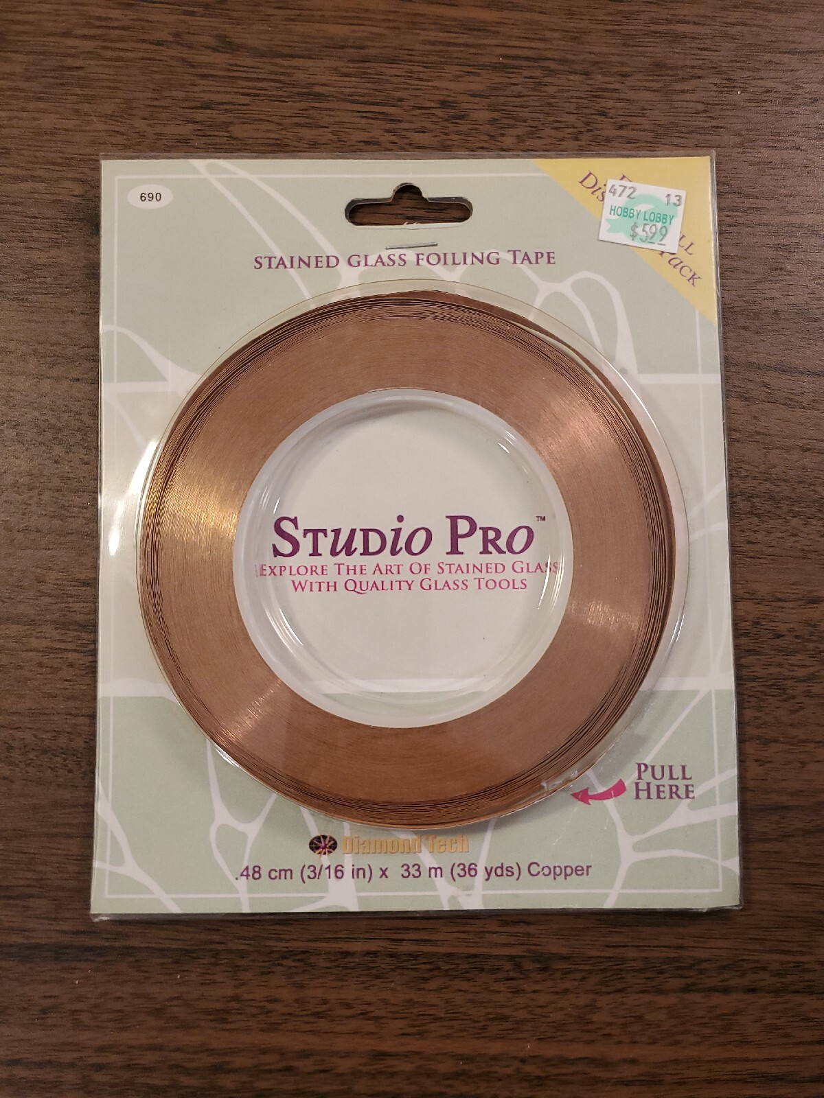 Studio Pro Stained Glass Foiling Tape 3/16” X 36 yards Copper 690