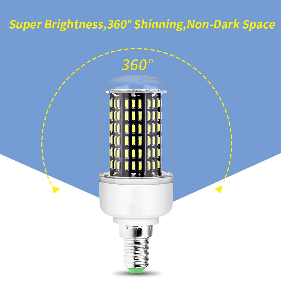 E12 E14 E26 E27 B22 LED Corn Light Bulbs 12W - 35W White Lamp 4014 SMD 110V 220V - Image 4 of 4