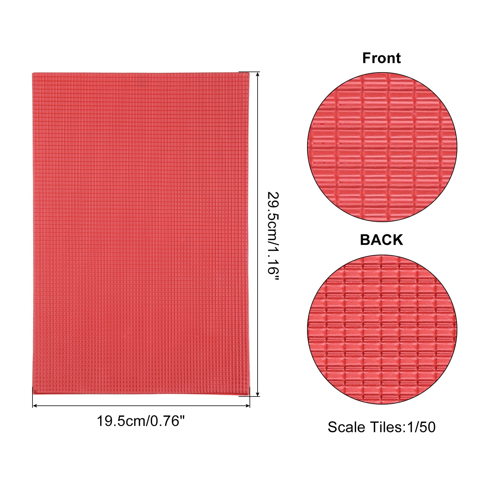 Miniature Roof Tiles PVC for Model Building Dark Red Pack of 4,1:50