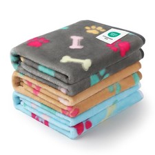 1 Pack 3 Blankets Fluffy Premium Fleece Pet Blanket Flannel Paw Printed Throw