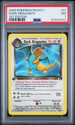 2000 POKEMON ROCKET 1ST EDITION #22 DARK DRAGONITE PSA 7