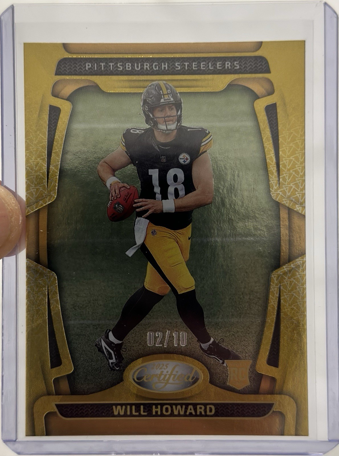 2025 Certified Will Howard Mirror Gold /10 RC Rookie Steelers 104