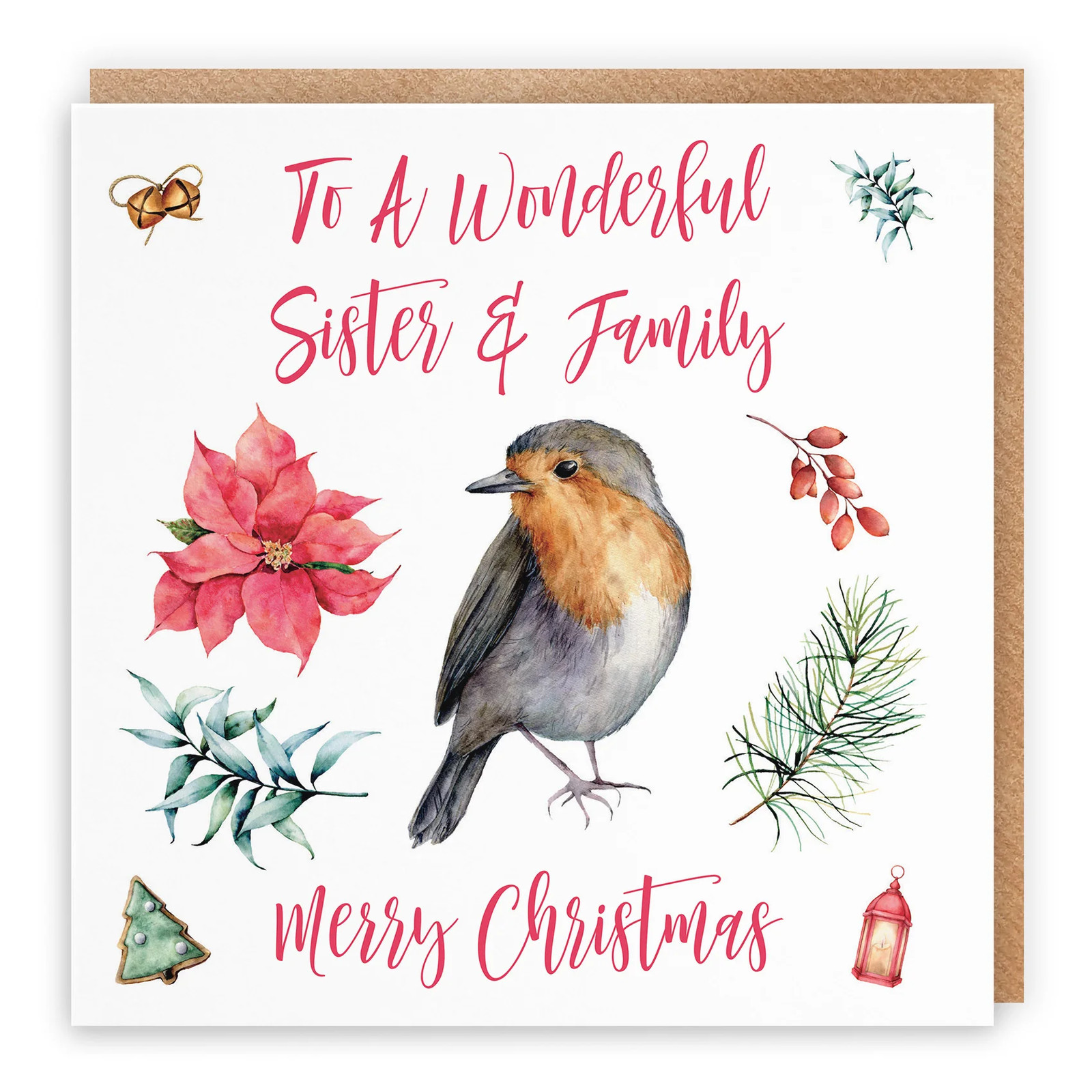 Sister And Family Christmas Card Festive