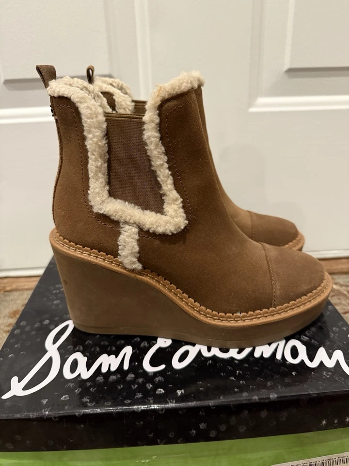 Sam Edelman Reagan ириски замши стриженный мех отделка на танкетке платформе ботинок размер 5 - Изображение 2 из 4