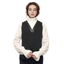 Women Medieval Vest Renaissance Deep V-Neck Vest Gothic Victorian Waistcoat