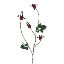 Künstlicher HAGEBUTTENZWEIG 86 cm. Beerenzweig, Hagebutte Heckenrose, dunkel ROT