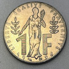 1996 France 1 Franc 100th Anniversary of Jacques Rueff Nickel KM#1160 Scarce