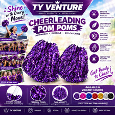 2 Pcs Cheerleading Pom Poms with Handle for Girl Team Spirit Sports Games Dance