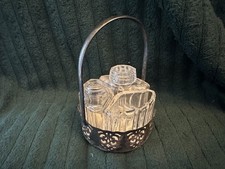 alte Jugendstile Menage Salz Pfeffer Senfgefäß geschliffenes Glas unvollständig