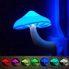 LED Mushroom Night Light Sensor Plug-in Wall Lamp Gradient Color Home Decor 2x