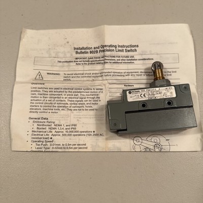 Allen Bradley Precision Limit Switch Roller Plunger 802B-PSADXSX SER A