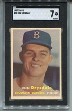 1957 Topps Don Drysdale Rookie Card SGC 7 Nr MINT Graded Baseball #18
