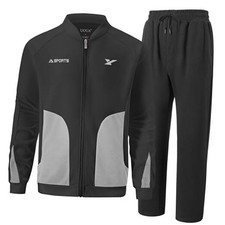 Mens Tracksuits 2 Piece Set Long Sleeve Sweatsuit Outfits Large Dark Grey