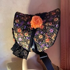 Schute/Hut z.Biedermeierkleid,Western,Krinolinenkleid,Südstaaten,BW,schwarz/rost