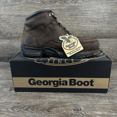 Georgia Boot Athens Boots Men's 11.5M Brown Leather Waterproof Moc Toe Ankle