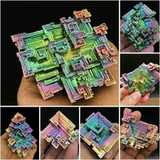 Natural Aura Rainbow Titanium Bismuth Ore Stone Crystal Cluster Specimens Reiki