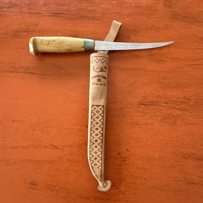 J Marttiini Finland Rapala Hand Ground Stainless Knife & Sheath~Signed Blade New