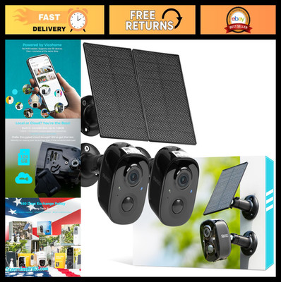 2K Wireless Solar Security Camera System - Outdoor, Battery Powered, Motion Dete