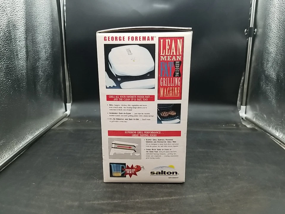 George Foreman Lean Mean Máquina de Parrilla Reductora de Grasa GR10ATMR Temporizador Nuevo Foto 4 de 4