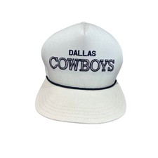 Vintage Dallas Cowboys AJD Snapback Hat White Blue Script NFL USA Made