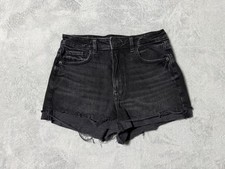 American Eagle Shorts Womens 6 Black Mom Short Stretch Denim Cuffed 28