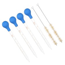 Graduated Pipettes, 4 Pack 10ml Glass Pipette with Bulb 2 Brushes